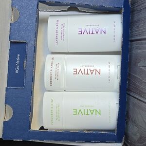 Native Deodorant NIB cucumber/mint, coconut/vanilla, Lavendar/rose2.65 oz x 3 **